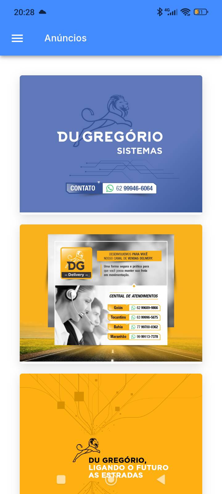 Tela de Anúncios SDG